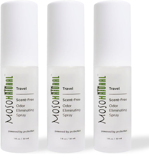 Moso Natural Scent-Free Travel Size Air Freshener Spray, Unscented Odor Eliminator (3 Pack, 30ml)