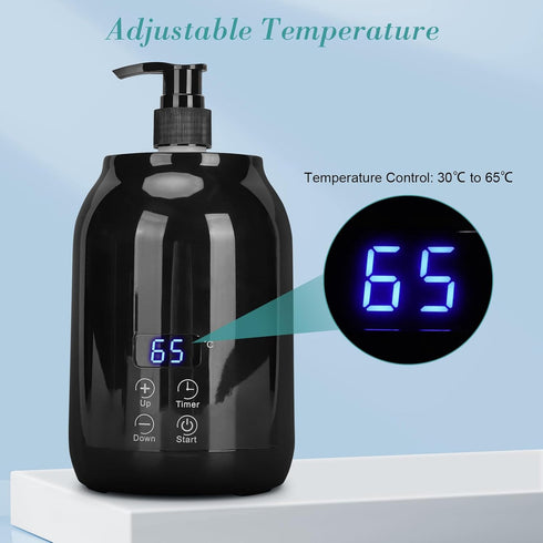 Pissente 110240V Essential Oil Heater, LED Display Temperature Adjust Single Massage Oil Bottle Warmer Portable Single