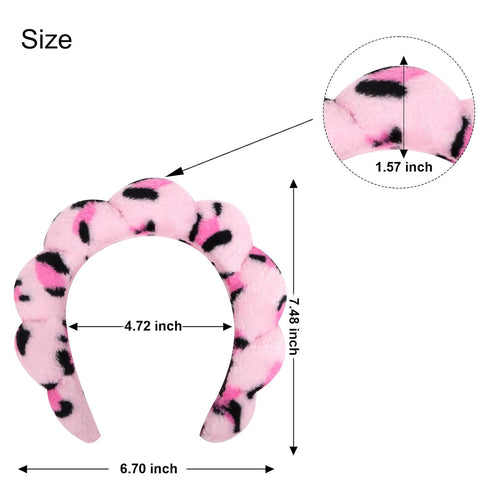 Wecoe 2pcs Skincare Headband for Face Washing - Cute Pink Black Cheetah Printed Hair Accessories