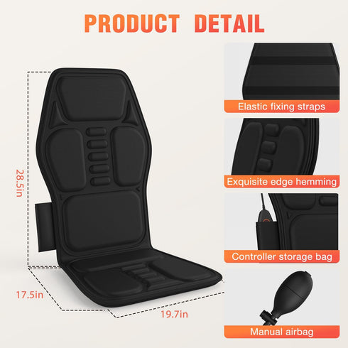 KNONNETD 8 Back Massager for Chair, Massage Seat Cushion with Heat, Lumbar Traction, Vibrating Motors Massager Chair