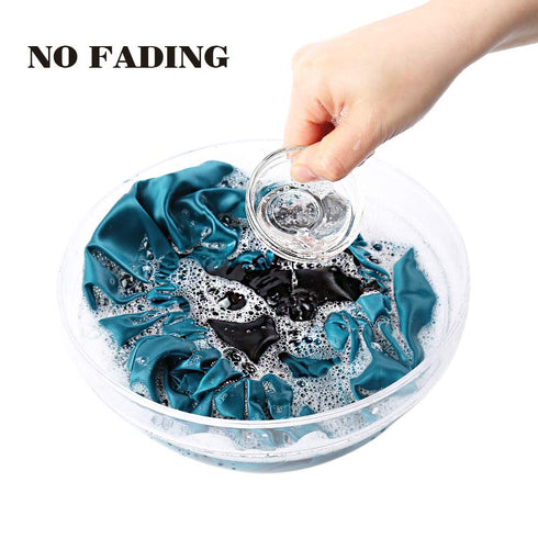 Stain Bonnet Silky Adjustable Satin Sleep Cap for Night Sleeping Hair Bonnet, Reversible Peacock Blue/Black