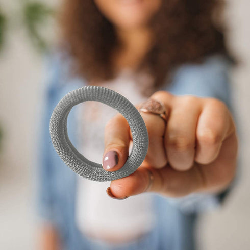 Large Hair Ties for Thick, Heavy or Curly Hair - Non-Slip, Non-Damage Seamless Women's Ponytail Scrunchies - Lt Gray, 3