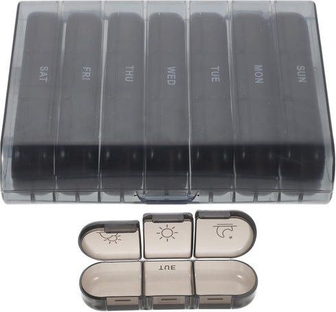 TOPPERFUN Portable Medicine Organizer Box 21 Compartments Weekly Pill Organizer Travel Compact Medicine