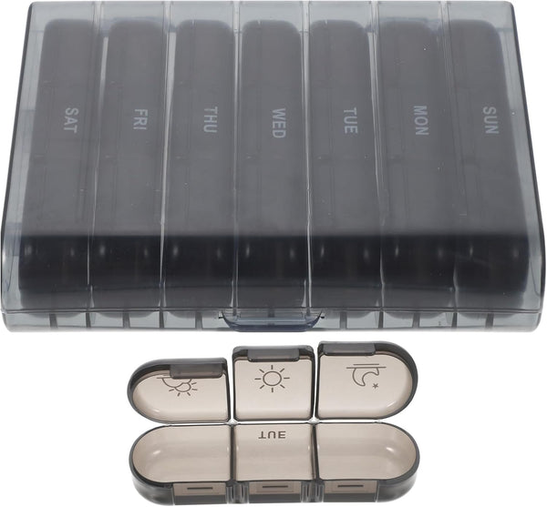 TOPPERFUN Portable Medicine Organizer Box 21 Compartments Weekly Pill Organizer Travel Compact Medicine