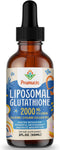 2000MG Liposomal Glutathione Liquid, 2 FL.OZ - 98% Absorption Active L-Glutathione Antioxidant Supplement
