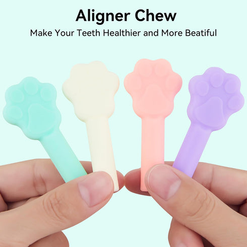 Aligner Chewies for Invisalign, 8-Pack Cat Claws Style Silicone Munchies for Braces, Aligners, Retainers (Mint, Taro,