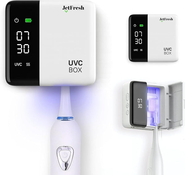 UV Toothbrush Sanitizer Holder & Cleaner with LED Clock Display & Hot