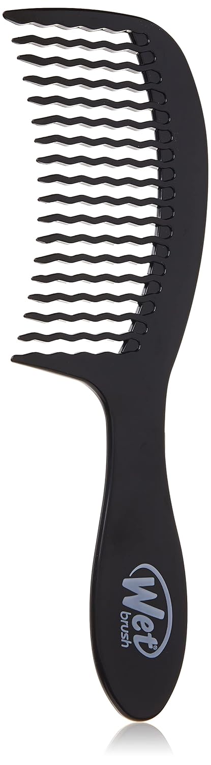 Wet Brush Detangling Comb, Black - Wide Tooth Hair Detangler with WaveTooth Design for Pain-Free Tangles