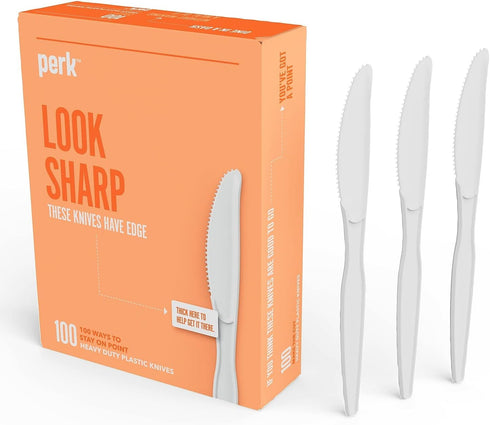 Perk Polystyrene Knife, Heavy-Weight, White, 100/Pack (PK56403) by Perk