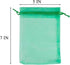 100 Count Organza Drawstring Gift Bags - 5x7 Inch Sheer Fabric Mesh Green Pouch for Jewelry, Party Favors, Wedding