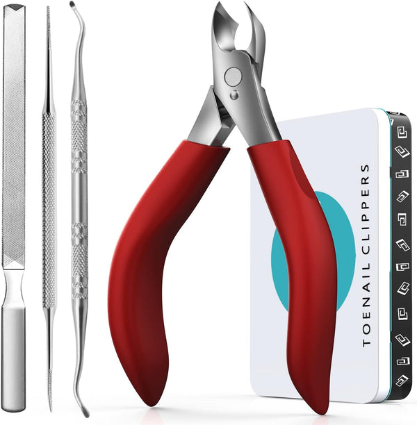 Toenail Clippers for Thick Nails - Heavy Duty Kit with Long Handle for Seniors and Elderly, Professional Nail Clippers