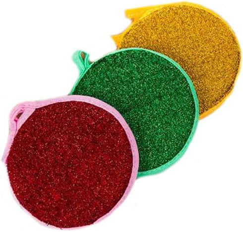 10 Pcs Round Shape Double Side Metallic Scrub Sponge, Dish Pad Cleaner Balls