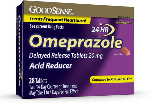 GoodSense 20 mg Omeprazole Delayed Release Tablets, 28 Count – Stomach Acid Reducer for Frequent Heartburn Treatment