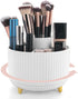 360 Rotating Makeup Organizer, 5 Slot Makeup Brush Holder, Spinning Cosmetic Organizer for Bedroom (White)
