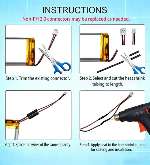 Lumaoer 602030 3.7V 300mAh PH2.0mm Headsets Headsets Rechargeable Battery with JST Connector for Wireless Dog Training