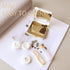 Contact Lens Case, Marble Travel Kit with Remover Tool, Mirror, Tweezers & Solution Bottle for Women & Girls (Gold)
