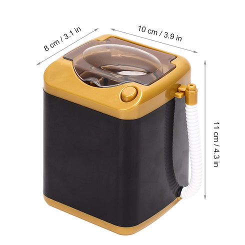 Mini Simulation Washing Machine, Mini Electric Brush Washing Machine for Girls, Ladies Cleaning Cosmetic Tool (Gold)
