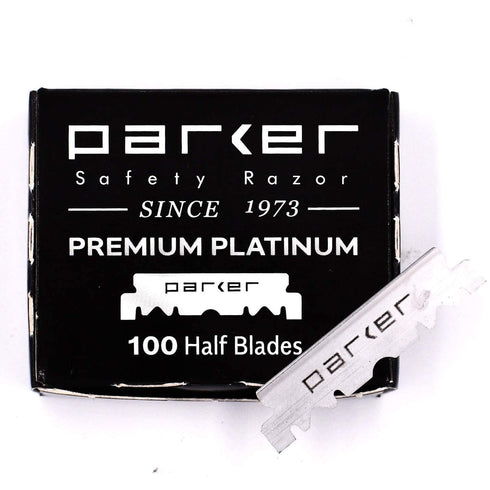 Parker Safety Razor Premium Platinum Single Edge Razor Blades, 100 Count for Professional Barber & Shavette