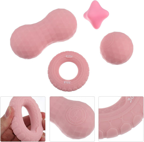 HOOWIFFY Set 4pcs Muscle Relaxation Yoga Massage Ball Pink Silicone Sports Massage Balls for Palm and Sole Therapy