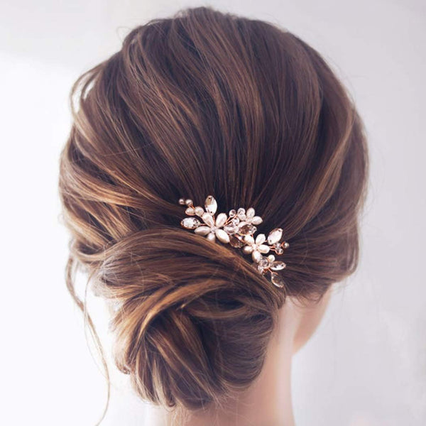 JAKAWIN Pearl Bride Wedding Hair Pins, Bridal Hair Piece Accessories for Women, HP065 (Rose Gold)