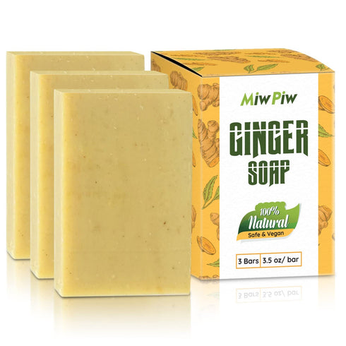 Ginger Soap Lymphatic Drainage Pack 3 - Anti-Cellulite Skin Tightening - Natural Ingredients Detox Soaps for Deep Clean