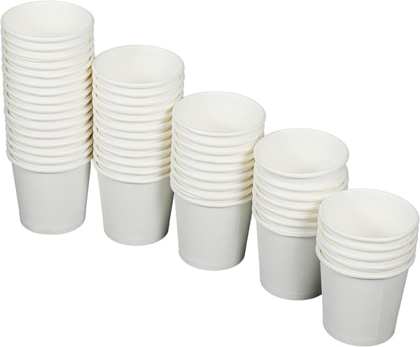 PERSELOSO 100pcs Small Disposable White Paper Mouthwash Cups 1.7oz (50ml) Rinse Cups for