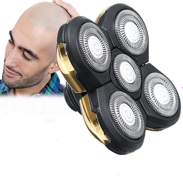 Men Electric Shavers Replacement Heads, 5 Heads Beard Replacement Blade, Floating Washable Blade for Wet & Dry Use