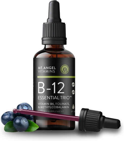 Mt. Angel Vitamins B12 Essential Trio, Vegan Sublingual Drops, Non-GMO, Made in USA