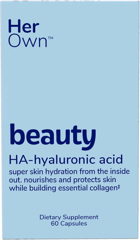 Her Own Beauty Hyaluronic Acid Capsules, Skin Hydration, Nourishes and Protects Skin, 60 Count