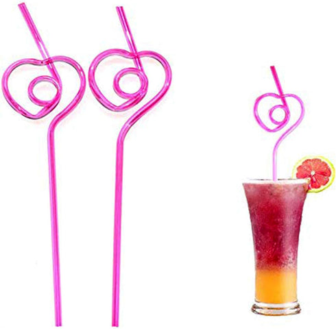 12 PCS Heart-Shaped Party Straws for Drinking Sipping - Novelty Props for Wedding Birthday Party