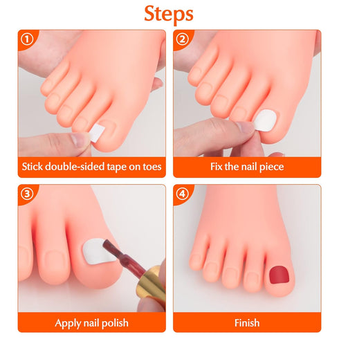 krofaue Practice Fake Foot Model, 1 Pair Flexible Soft Silicone Prosthetic Tool for Nail Tips Art Training