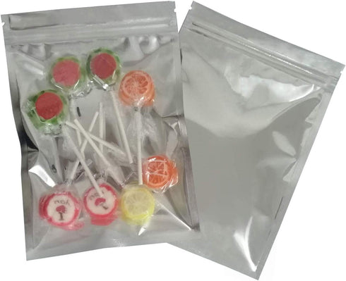50 Pack Mylar Bags - 5.5x7.8 Inch Resealable Clear Zip Lock Food Storage Bags, Food Safe Plastic Aluminum Material