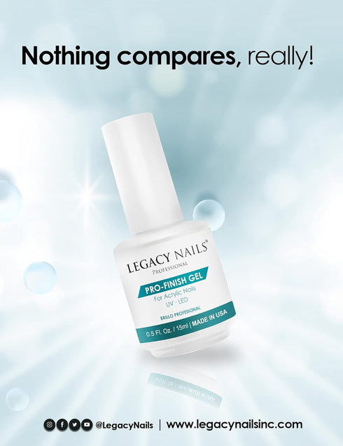 Legacy Nails Professional PRO FINISH GEL 0.5oz, High-Gloss Acrylic Nail Sealer for Long-Lasting Shine