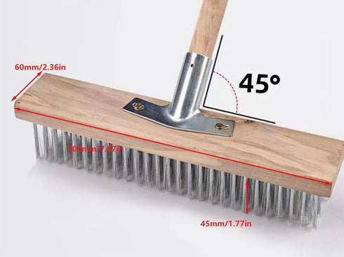PZRT Wire Floor Brush Replacement Head Long Stiff Hair Stainless Steel Wire Brush Heavy Duty Outdoor Broom Head Deck