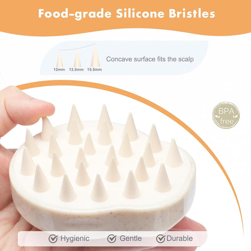 FREATECH 2-Pack Wheat Straw Shampoo Brush, Scalp Massager with Silicone Bristles for Hair Growth and Care