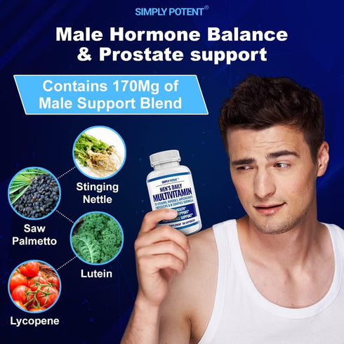 Daily Multivitamin for Men, 35 Vitamins & Minerals, Antioxidants for Energy, Focus, Immune & Prostate Health, 60