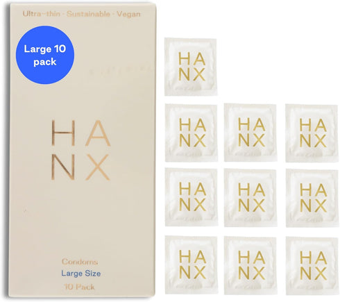 hanx Condoms | Ultra-Thin, Natural Latex with Silicone Lubricant | Paraben & Spermicide-Free