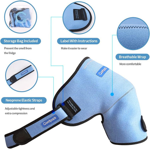 3D XL Shoulder Ice Pack for Hot Cold Therapy, Support Wrap for Frozen Shoulder, Sports Injuries, Left or Right Shoulder