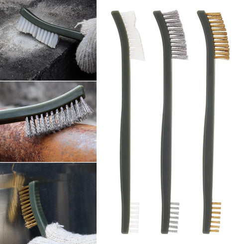 OriGlam Mini Wire Brush Set, Handy Steel/Nylon/Brass Brush for Cleaning Paint, Dirt, Welding Slag, Rust