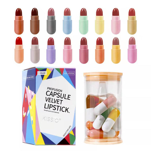 KISSIO Mini Lipstick Set, 16PCS Matte Lipstick in 16 Colors, Travel Friendly, Velvety Waterproof Long Lasting
