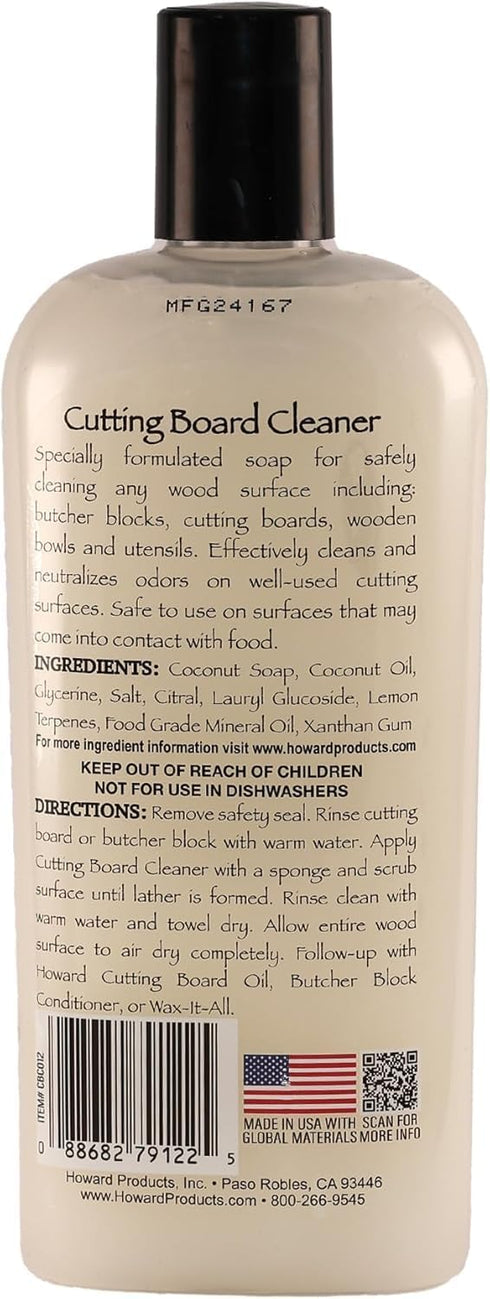 Howard Products CBC012 Cutting Board Cleaner - 12 oz Cleaner for Wooden Cutting Boards