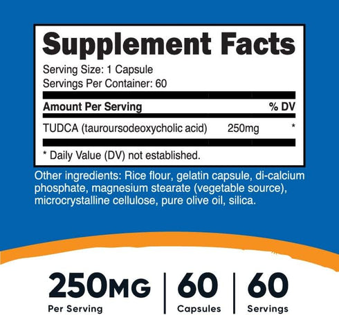 Nutricost Tudca 250mg, 60 Capsules (Tauroursodeoxycholic Acid) - Premium Quality