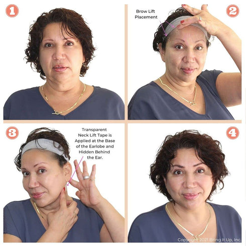 Instant Face Lift Tape Kit - 30-Day Supply of Transparent Neck & Eyebrow Lift Strips - Made in USA
