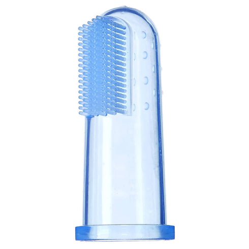 Brilliant Baby Finger Toothbrush - Blue/Clear Silicone Teether Brush for Infant-Toddler, 2 Count