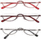 KoKoBin Upgraded Translucent Reading Glasses, 3 Pairs Half-Frame Metal Readers for Men and Women, Red, Brown, Gunmetal