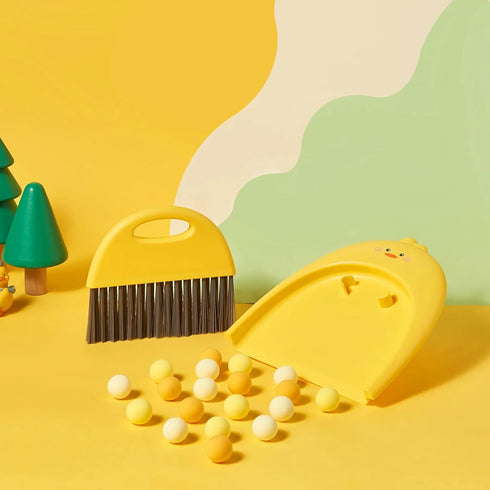 LUOKER Set,1pc Set,SUP Set,Small Small Broom and Dustpan Dust Pan and Brush Cute Little Yellow Duck Hand Mini Broom