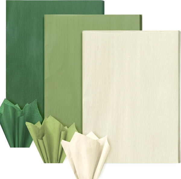 Whaline 90 Sheet Sage Gradient Green and Ivory Tissue Paper Set for Wedding Birthday Bouquet, 13.7 x 19.6 Inch