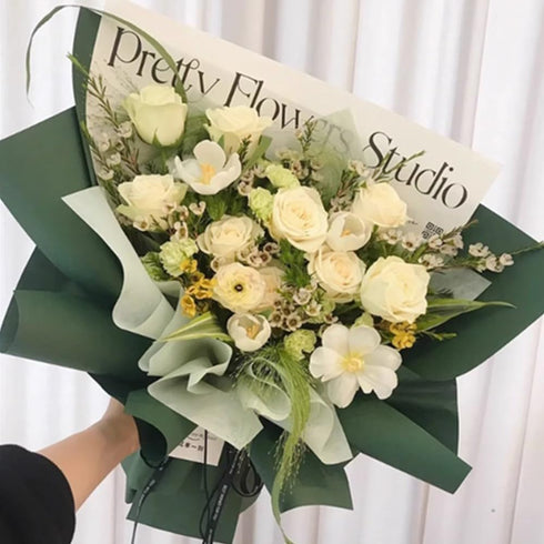 OUKEYI 200 Packaging Sheets Korean of Cotton Wrapping Flower Paper Non-Woven Floral Wrapping Paper, Waterproof Pleated