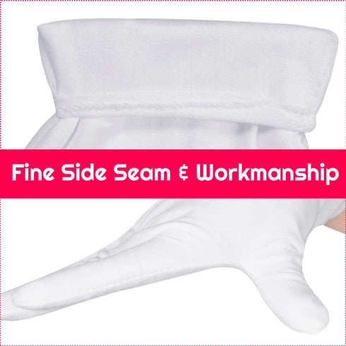 Selizo Cotton Gloves - 3 Pairs White Gloves for Women Men, Eczema Dry Hands Moisturizing, Archival Cleaning