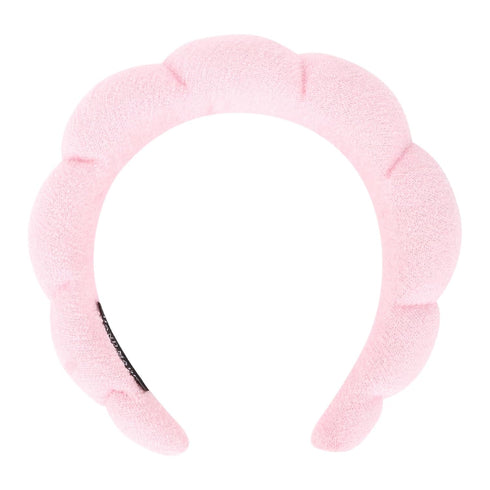 Pink Spa Headband for Washing Face, Terry Cloth Puffy Headbands for Women Girls Skincare Accessories